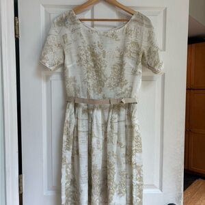 Vintage Cream Tea-length Dress